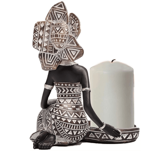 African Tribal Lady Figurine Candle Holder For Home and Table Decor Handcrafted - DesignedBy The Boss