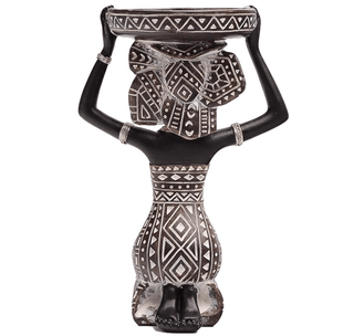 African Tribal Lady Figurine Candle Holder For Home and Table Decor Handcrafted - DesignedBy The Boss