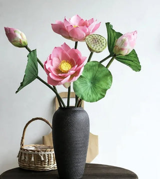 Artificial Silk Lotus Flowers - Living Room and Dining Table Decoration (Flower Arrangement (8 pcs) - DesignedBy The Boss