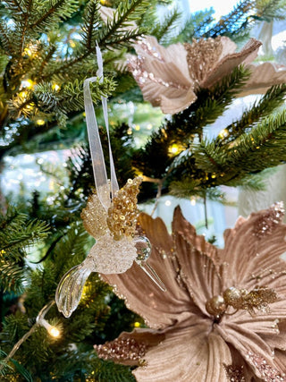 Beige Velvet Poinsettia Pick, 11" - Christmas Tree Ornaments - DesignedBy The Boss