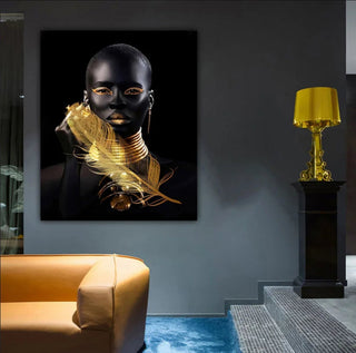 Black African Crystal Porcelain High Quality Painting With Gold Accent - DesignedBy The Boss