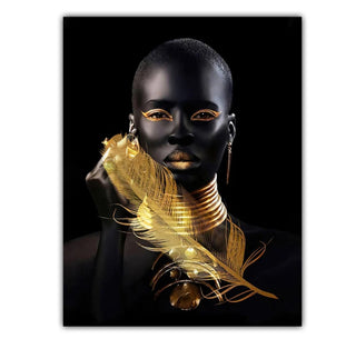 Black African Crystal Porcelain High Quality Painting With Gold Accent - DesignedBy The Boss