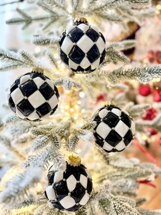 Black and White Glass Ball Christmas Tree Ornament (Set Of 4) - DesignedBy The Boss