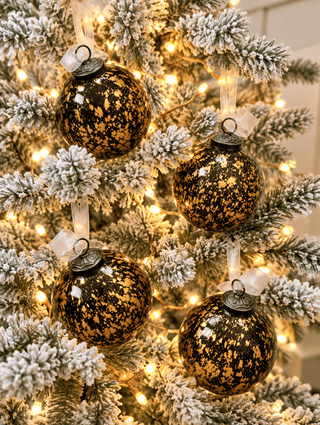 Black & Gold Splatter Christmas Ornaments – Set of 4 - DesignedBy The Boss