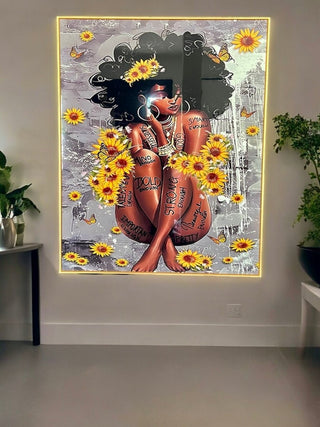 Black Woman Wall Art - Crystal High Quality Painting 39"Tall - DesignedBy The Boss