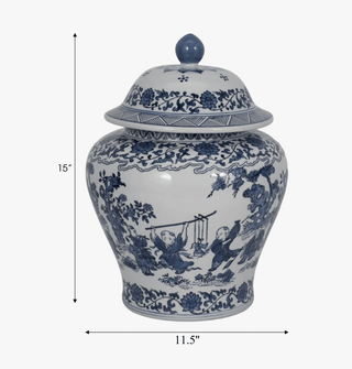 Blue Dynasty Ceramic Ginger Jar - Traditional / Chinoiserie-Inspired - DesignedBy The Boss