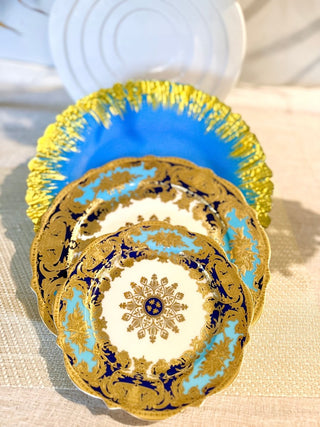 Blue & Gold Luxury Glass Charger ( Set of 4) High Quality - DesignedBy The Boss