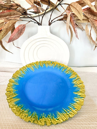Blue & Gold Luxury Glass Charger ( Set of 4) High Quality - DesignedBy The Boss
