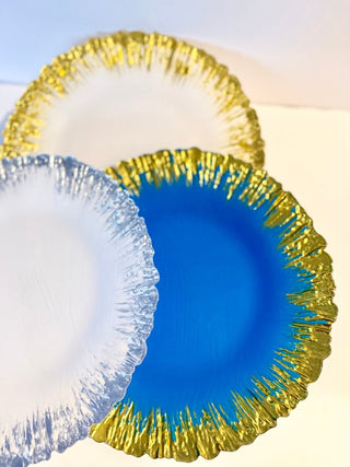 Blue & Gold Luxury Glass Charger ( Set of 4) High Quality - DesignedBy The Boss