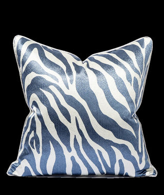 Blue & White Zebra Print Pillow Cover 22" x 22" By DesignedBy The Boss - DesignedBy The Boss