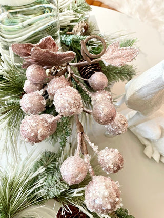 Blush Pink Grape With Leaves Pick - Holiday Decor - DesignedBy The Boss