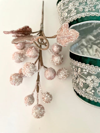 Blush Pink Grape With Leaves Pick - Holiday Decor - DesignedBy The Boss