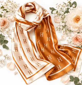 Caramel & Ivory Silk-Feel Scarf - DesignedBy The Boss