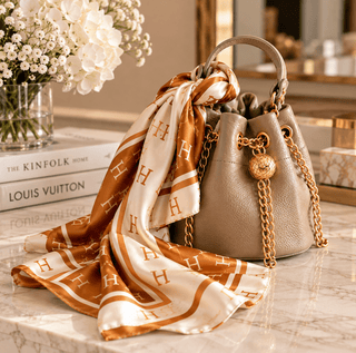 Caramel & Ivory Silk-Feel Scarf - DesignedBy The Boss