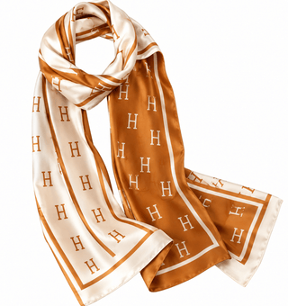 Caramel & Ivory Silk-Feel Scarf - DesignedBy The Boss