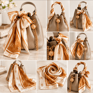 Caramel & Ivory Silk-Feel Scarf - DesignedBy The Boss