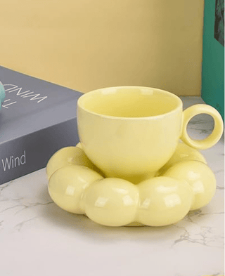 Ceramic Coffee Mug Set With Sunflower Coaster Cloud Mug With Spoon - DesignedBy The Boss