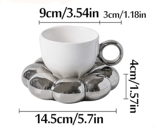 Ceramic Coffee Mug Set With Sunflower Coaster Cloud Mug With Spoon - DesignedBy The Boss