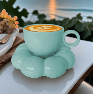 Ceramic Coffee Mug Set With Sunflower Coaster Cloud Mug With Spoon - DesignedBy The Boss