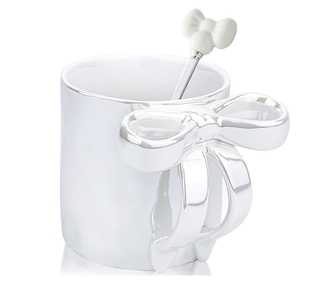 Ceramic Coffee Mug with Bow - Include Spoon - DesignedBy The Boss