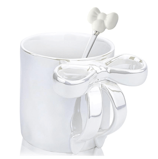 Ceramic Coffee Mug with Bow - Include Spoon - DesignedBy The Boss