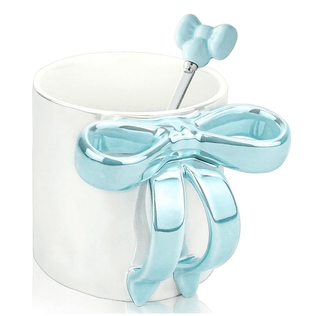 Ceramic Coffee Mug with Bow - Include Spoon - DesignedBy The Boss