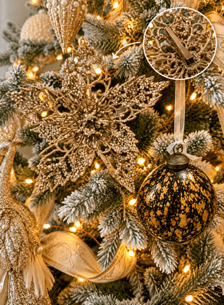 Champagne Gold Jeweled Poinsettia Christmas Tree Clip - DesignedBy The Boss