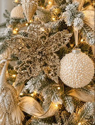 Champagne Gold Jeweled Poinsettia Christmas Tree Clip - DesignedBy The Boss