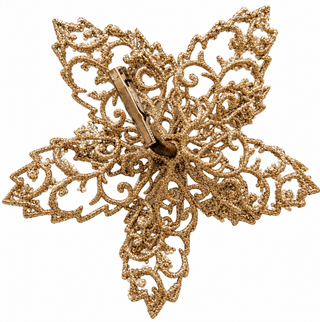 Champagne Gold Jeweled Poinsettia Christmas Tree Clip - DesignedBy The Boss
