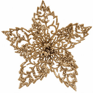 Champagne Gold Jeweled Poinsettia Christmas Tree Clip - DesignedBy The Boss