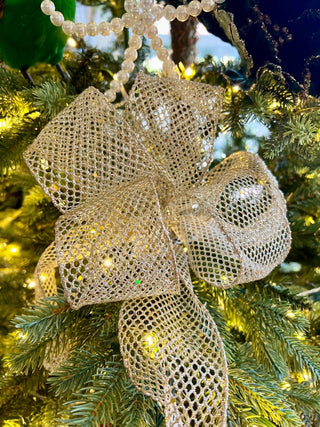 Champagne Mesh Wired Decorative Ribbon - Christmas Ribbon for Wreath, Christmas Tree, Gift Wrapping - DesignedBy The Boss