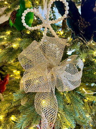 Champagne Mesh Wired Decorative Ribbon - Christmas Ribbon for Wreath, Christmas Tree, Gift Wrapping - DesignedBy The Boss