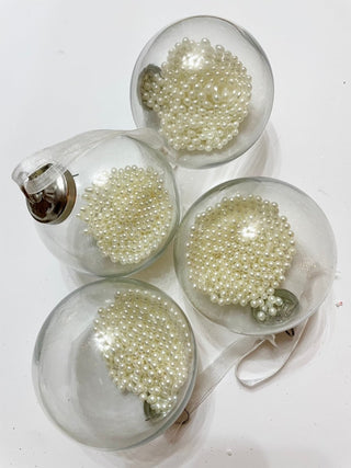 Clear Glass Pearl Ornaments - Christmas Decor (Set Of 4) - DesignedBy The Boss