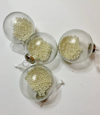 Clear Glass Pearl Ornaments - Christmas Decor (Set Of 4) - DesignedBy The Boss