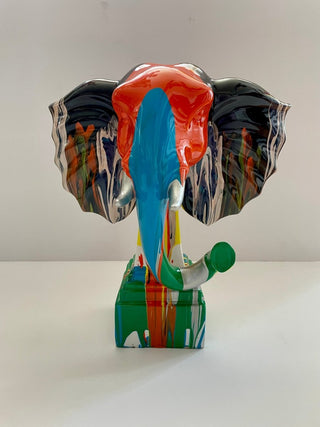 Colorful Dripping Elephant Head Sculpture - Resin - DesignedBy The Boss