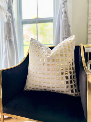 Cream and Gold Decorative Pillow 22' x 22" Exquisite Workmanship-High Class Fabric - DesignedBy The Boss