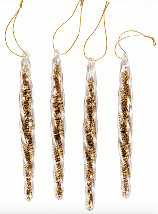 Crystal Gold Icicle Christmas Ornaments – Set of 4 - DesignedBy The Boss