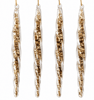 Crystal Gold Icicle Christmas Ornaments – Set of 4 - DesignedBy The Boss