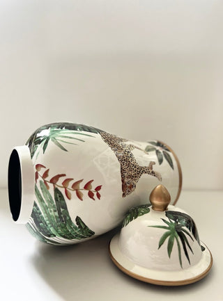 Decorative Ginger Jar With Lid Hand Painted - Gold Tone Accents - DesignedBy The Boss