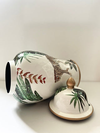 Decorative Ginger Jar With Lid Hand Painted - Gold Tone Accents - DesignedBy The Boss