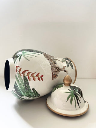 Decorative Ginger Jar With Lid Hand Painted - Gold Tone Accents - DesignedBy The Boss