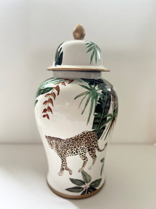 Decorative Ginger Jar With Lid Hand Painted - Gold Tone Accents - DesignedBy The Boss