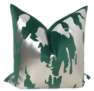 Decorative Pillow Cover Green and Silver Foil 22" X 22" - DesignedBy The Boss