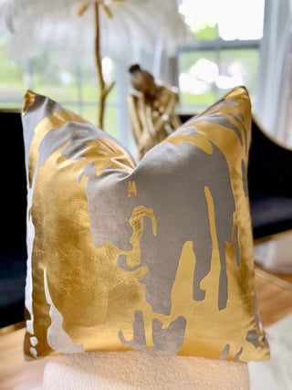 Decorative Pillow Cover With Gold Foil 22" X 22" - DesignedBy The Boss