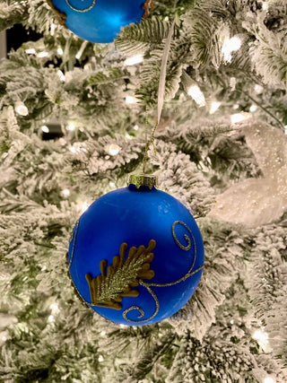 Elegant Blue Matte Ball Handmade Glass Christmas Ornament for Holliday Décor - Set Of 6 By DesignedBy The Boss - DesignedBy The Boss