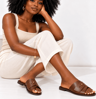 Elegant Italian Leather Slide Sandals – Chocolate Brown - DesignedBy The Boss