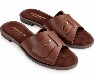 Elegant Italian Leather Slide Sandals – Chocolate Brown - DesignedBy The Boss