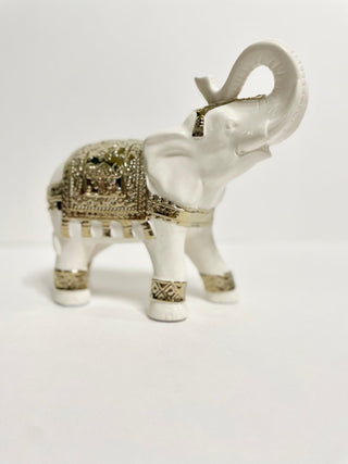 Elegant White and Gold Ceramic Elephant Sculpture - Modern Decor - DesignedBy The Boss