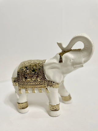 Elegant White and Gold Ceramic Elephant Sculpture - Modern Decor - DesignedBy The Boss