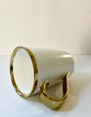 Elegant White & Gold Ceramic Coffee, Latte Cup or Teacup 12 Oz - DesignedBy The Boss